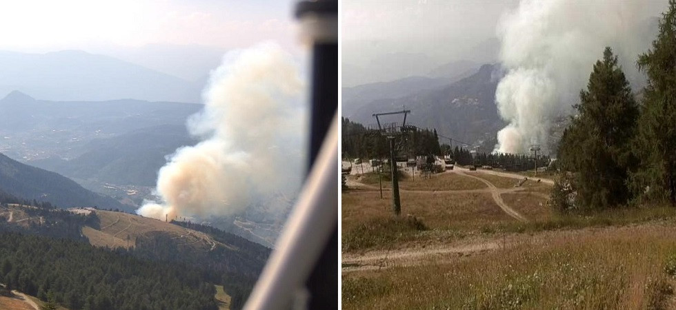 I boschi della Panarotta tornano a bruciare, vigili del fuoco in azione per domare le fiamme
